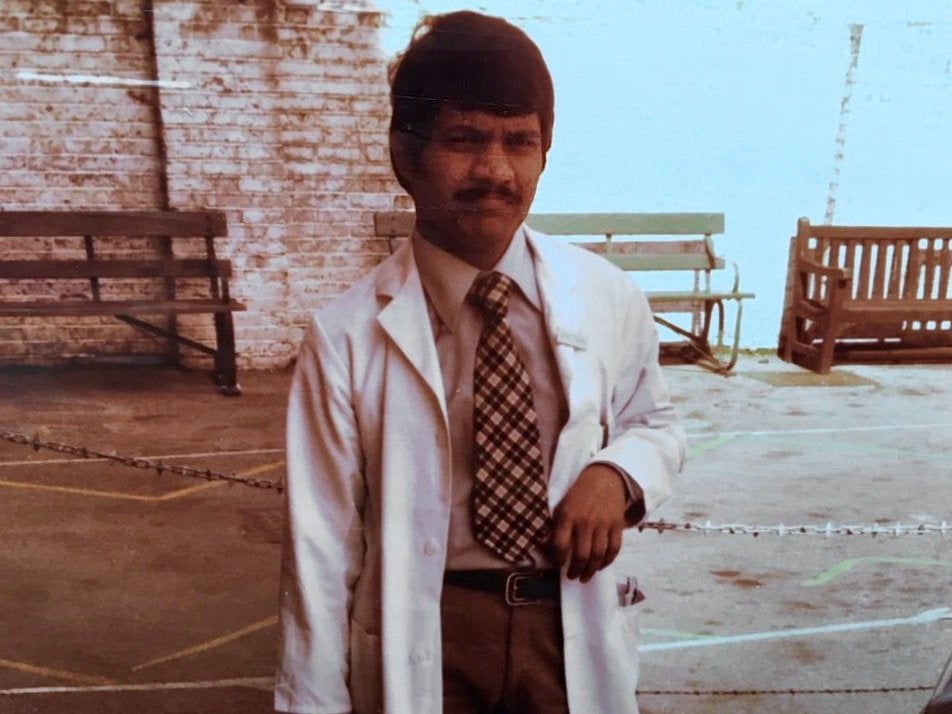 Bimal Singh, Neil’s father, at work in the late 1970s, shortly after arriving in the UK (Author supplied)