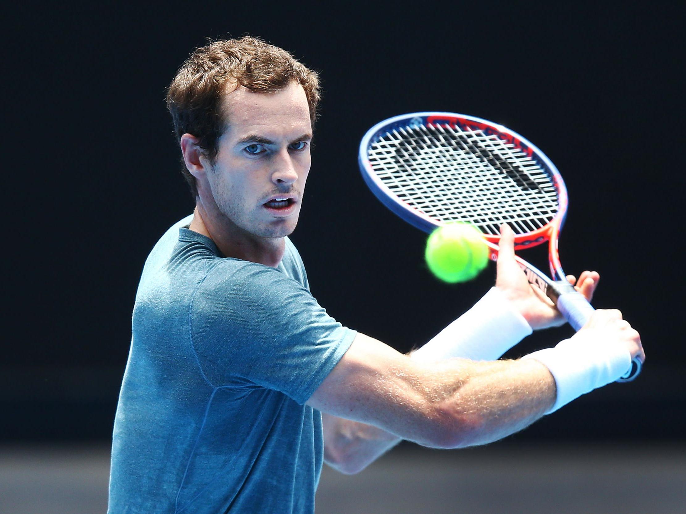 Andy Murray practices at Melbourne Park ahead of the tournament