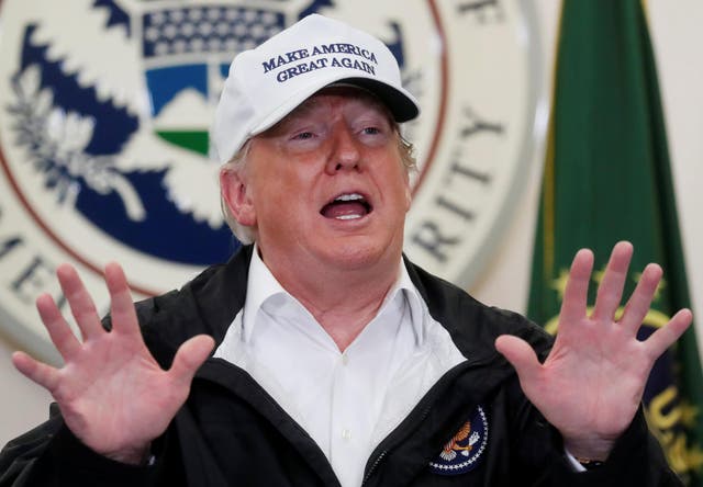 Donald Trump speaks during a roundtable discussion at the McAllen US Border Patrol Station in McAllen, Texas