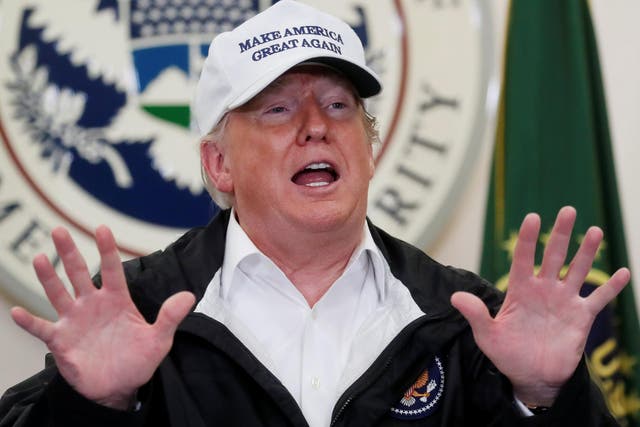 Donald Trump speaks during a roundtable discussion at the McAllen US Border Patrol Station in McAllen, Texas