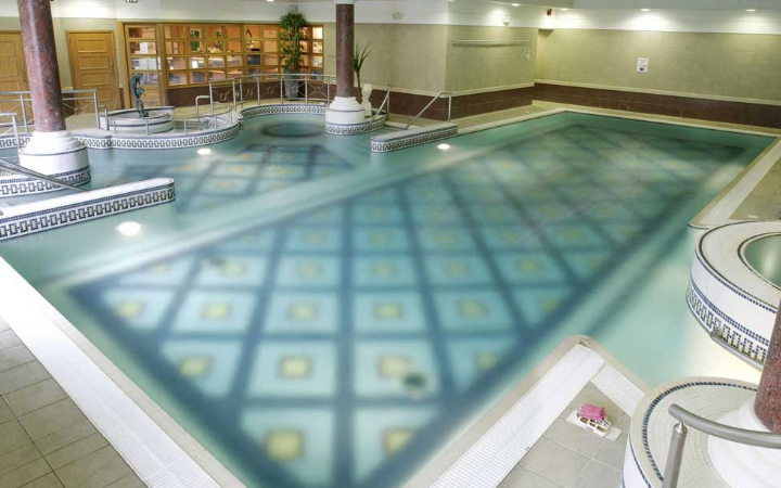 Guests can indulge in a paddle in La Mon's mosaic-tiled pool