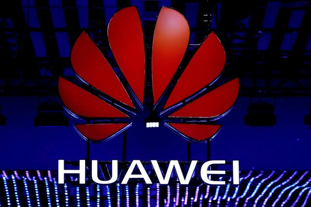 The Huawei logo is seen during the Mobile World Congress in Barcelona, Spain