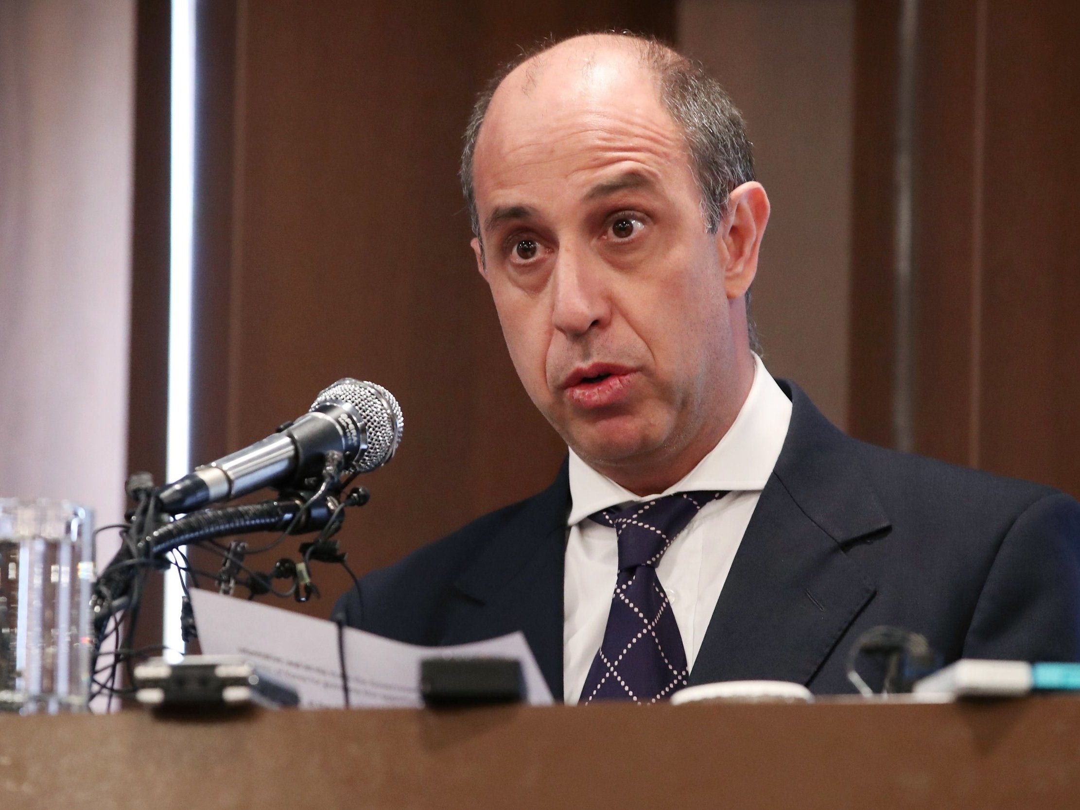 United Nations (UN) Special Rapporteur on North Korea Tomas Ojea Quintana speaks at a press conference in Seoul