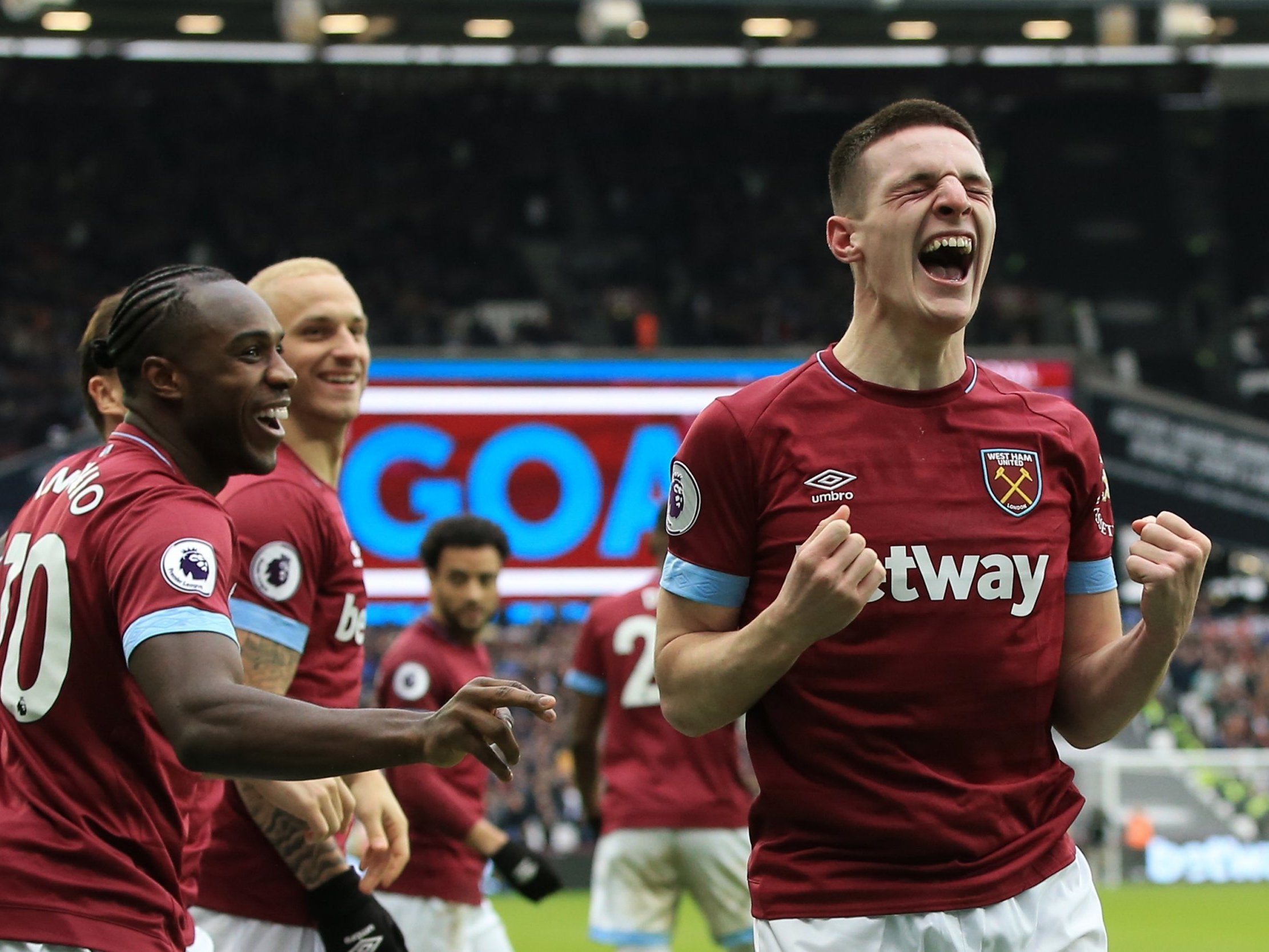 Declan Rice scored his first senior goal for the club