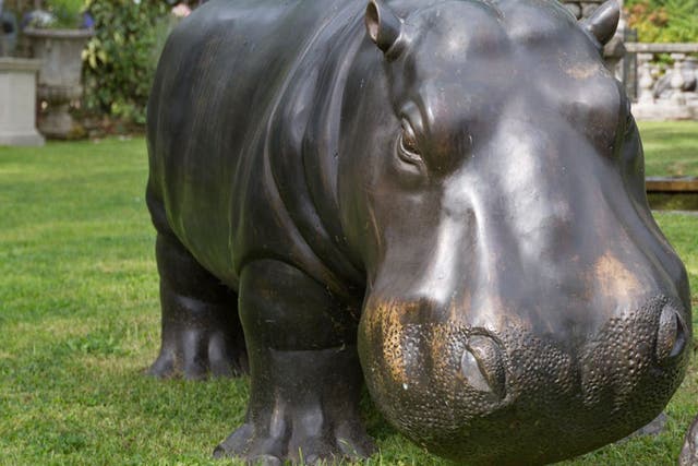 A large cast bronze hippopotamus has been reported stolen from a garden ornament business near Tunbridge Wells, Kent