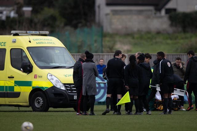 Charlton defender Charlotte Kerr received treatment on the pitch