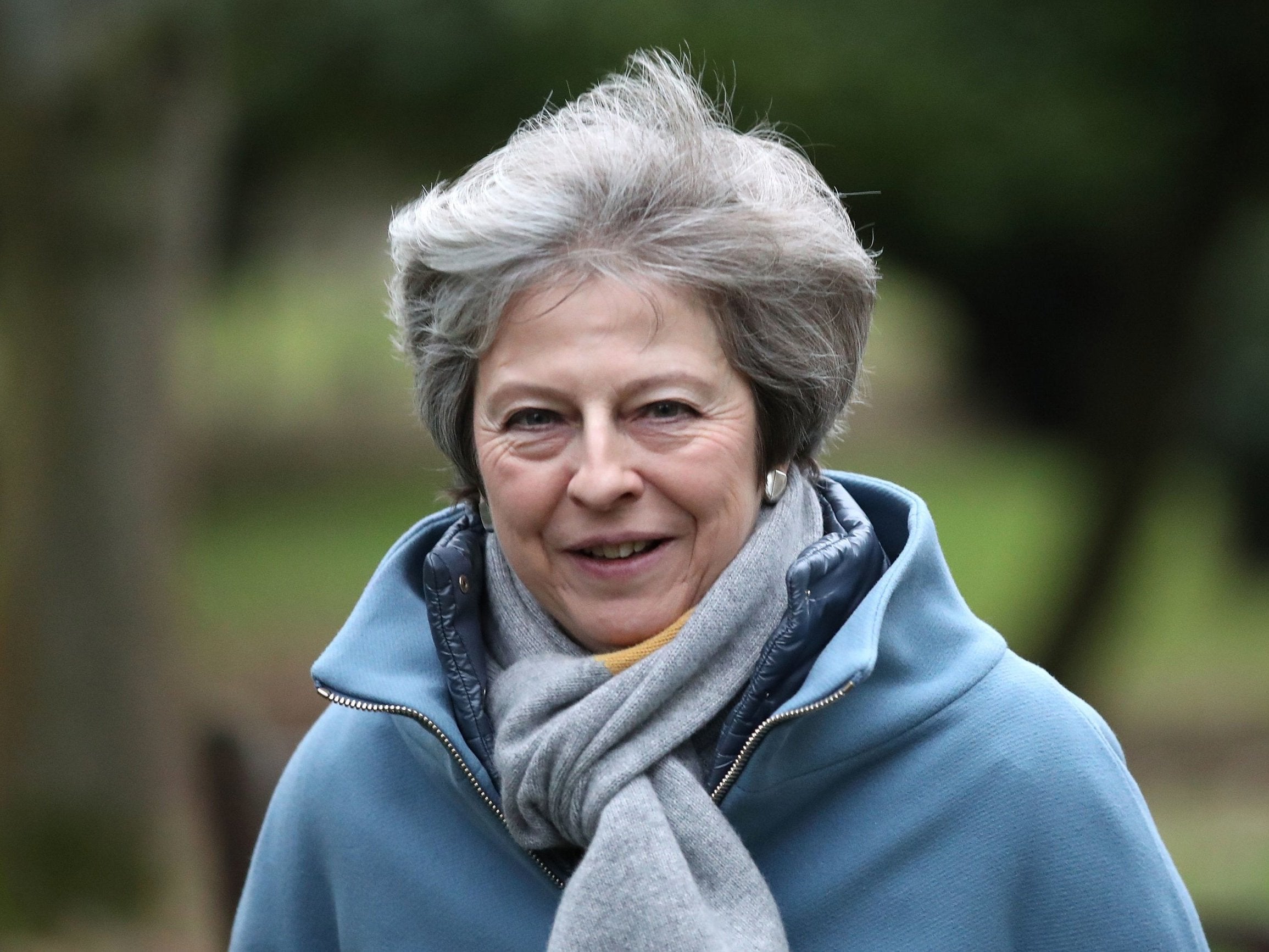 Theresa May leaves a Sunday church service near her Maidenhead constituency, two days before the crucial House of Commons vote on her Brexit deal
