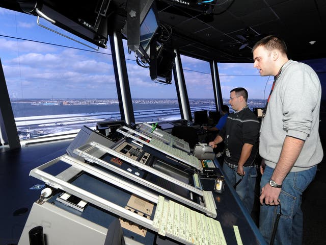 Air traffic controllers at LaGuardia Airport in New York.