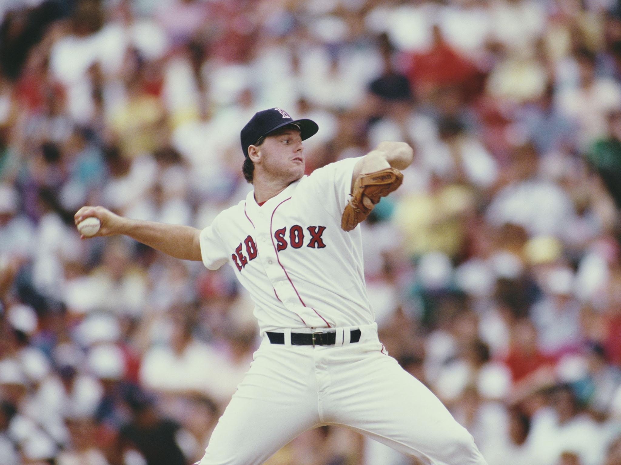 Roger Clemens throws a pitch for the Boston Red Sox during a Major League Baseball American League East game against the Cleveland Indians in 1987 (Getty)