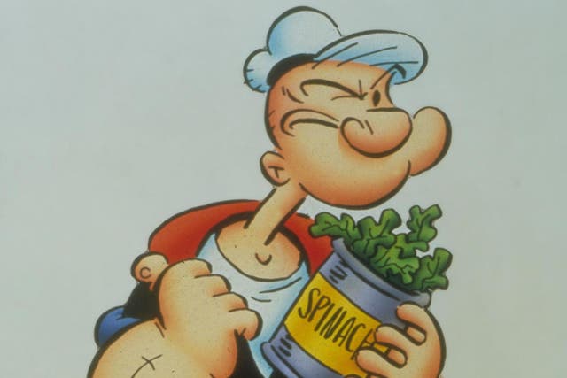Popeye the Sailor Man, with signature can of spinach