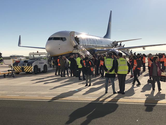 Warm welcome: the crowds awaiting the first passenger aircraft to land at Murcia International Airport