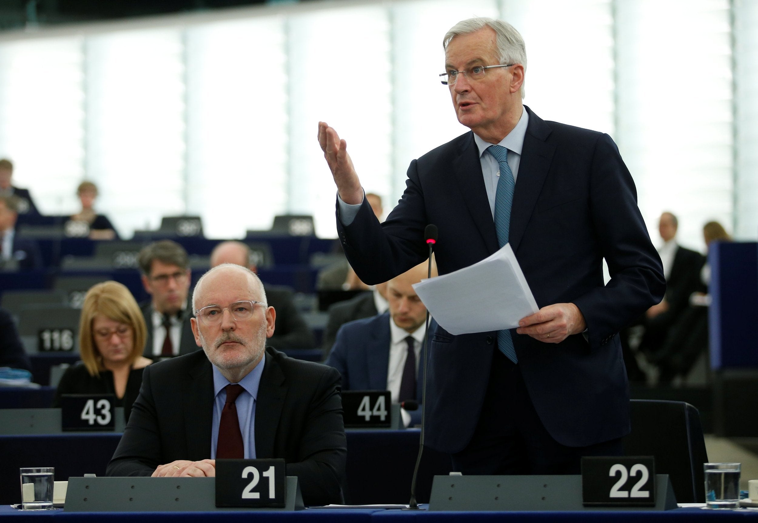 EU chief negotiator Michel Barnier contributes to the European Parliament debate following the defeat of the withdrawal agreement in Westminster the night before