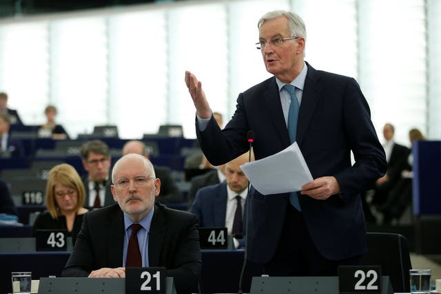 EU chief negotiator Michel Barnier contributes to the European Parliament debate following the defeat of the withdrawal agreement in Westminster the night before