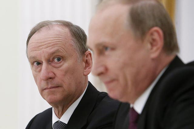 Russian security council secretary Nikolai Patrushev with Vladimir Putin in 2015