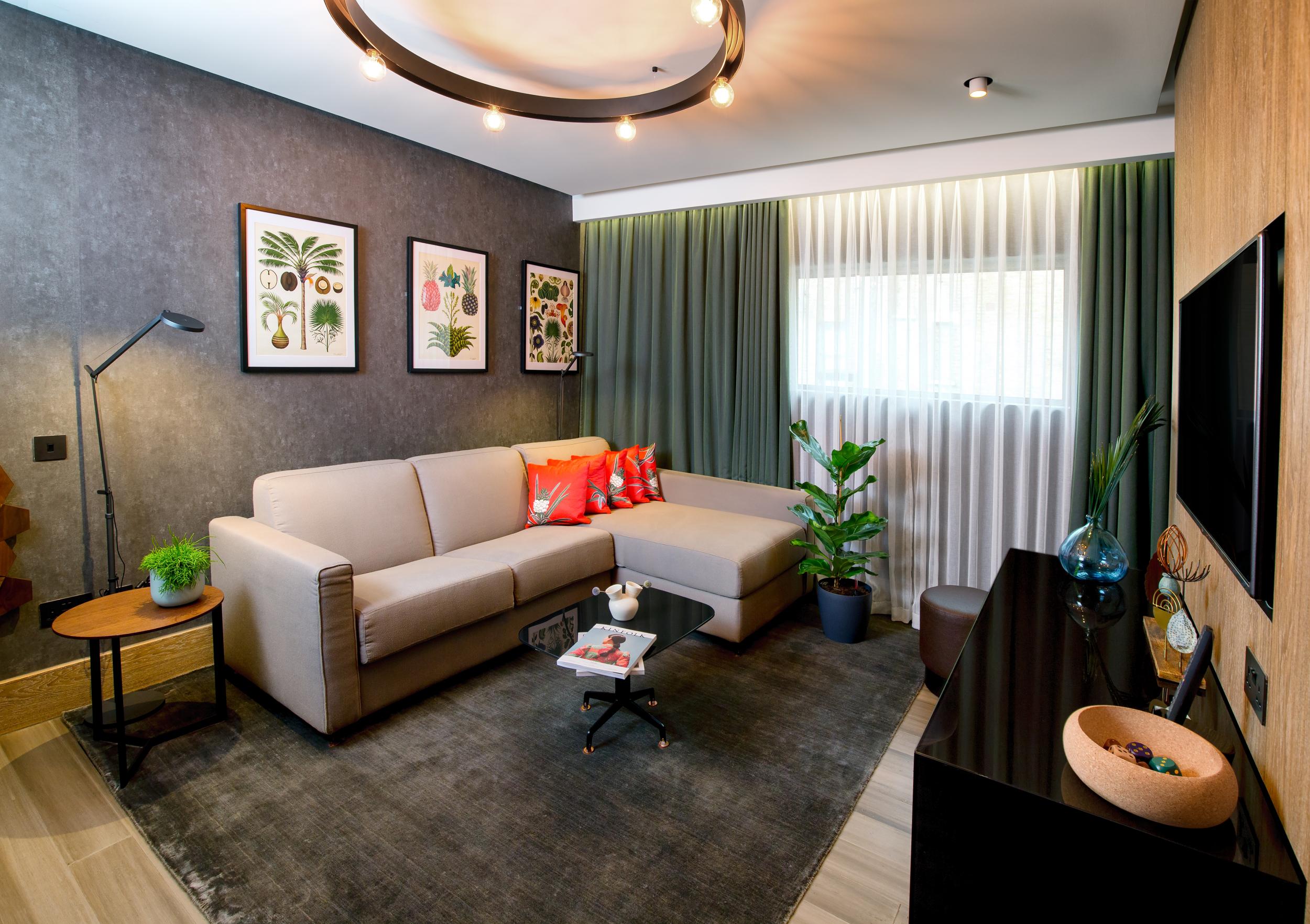 The suite uses vegan materials, such as piñatex for the cushions