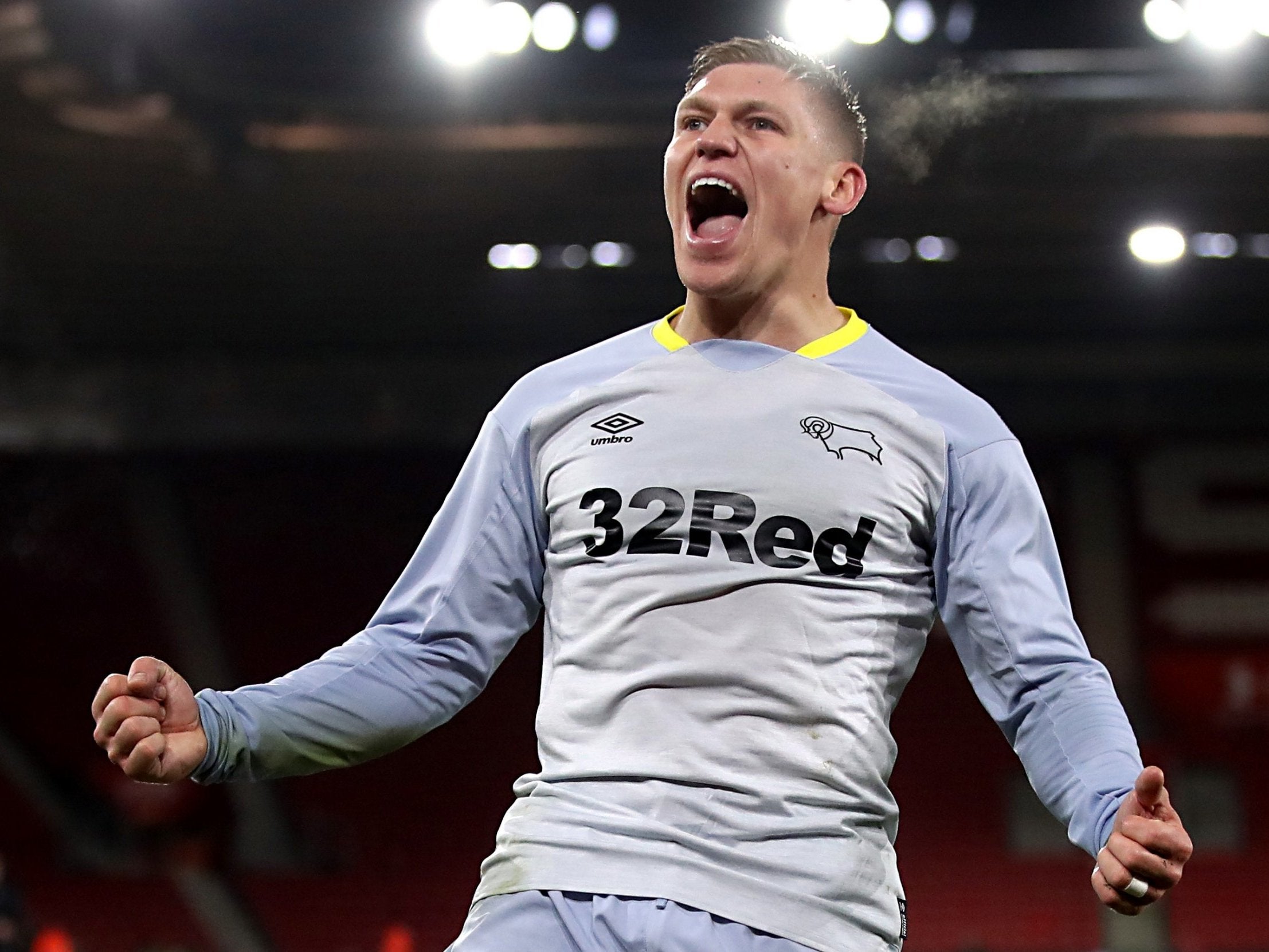 Martyn Waghorn celebrates Derby’s equaliser