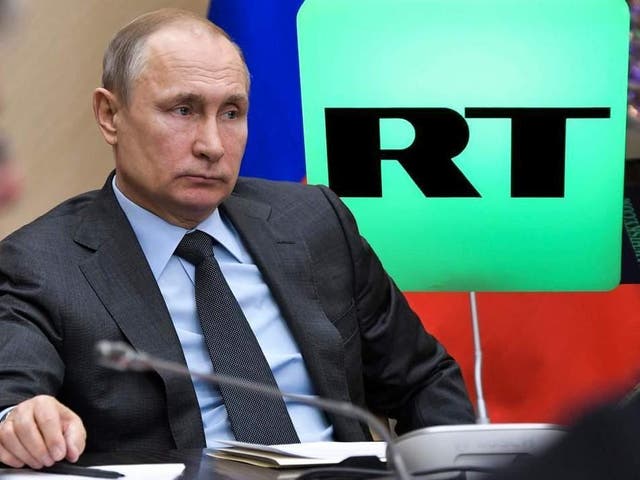 Vladimir Putin appears on the Russian government-funded television network