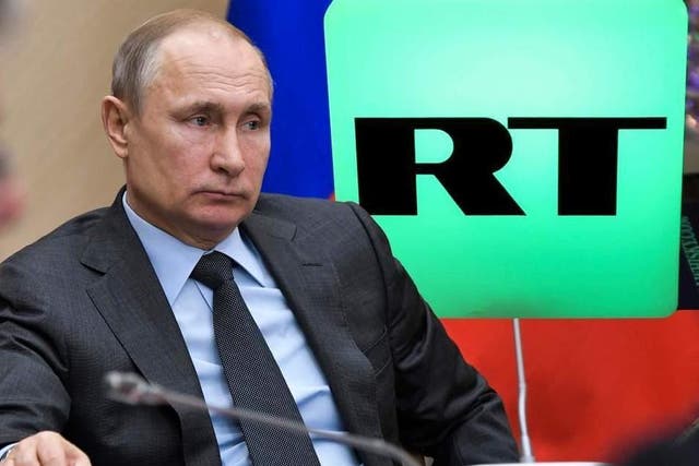 Vladimir Putin appears on the Russian government-funded television network