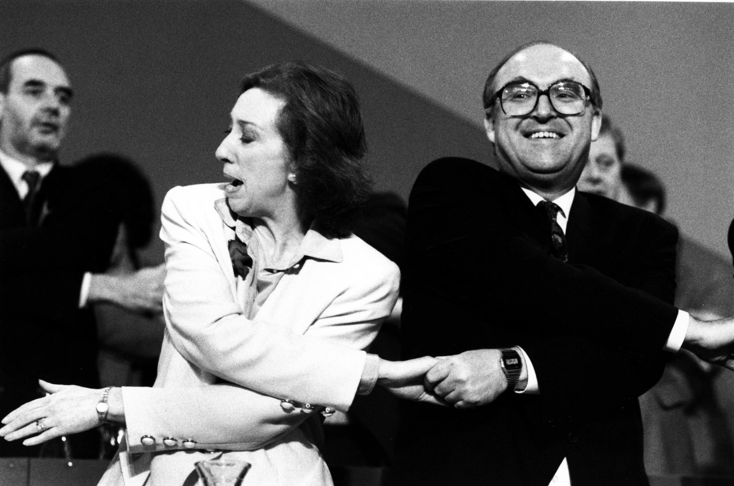 Singing the ‘The Internationale’ with Margaret Beckett at the party conference in 1992