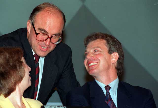 Smith with Margaret Beckett and Tony Blair at conference in Blackpool in 1992
