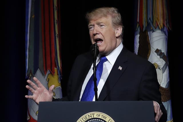 President Trump speaking at the Pentagon on Thursday