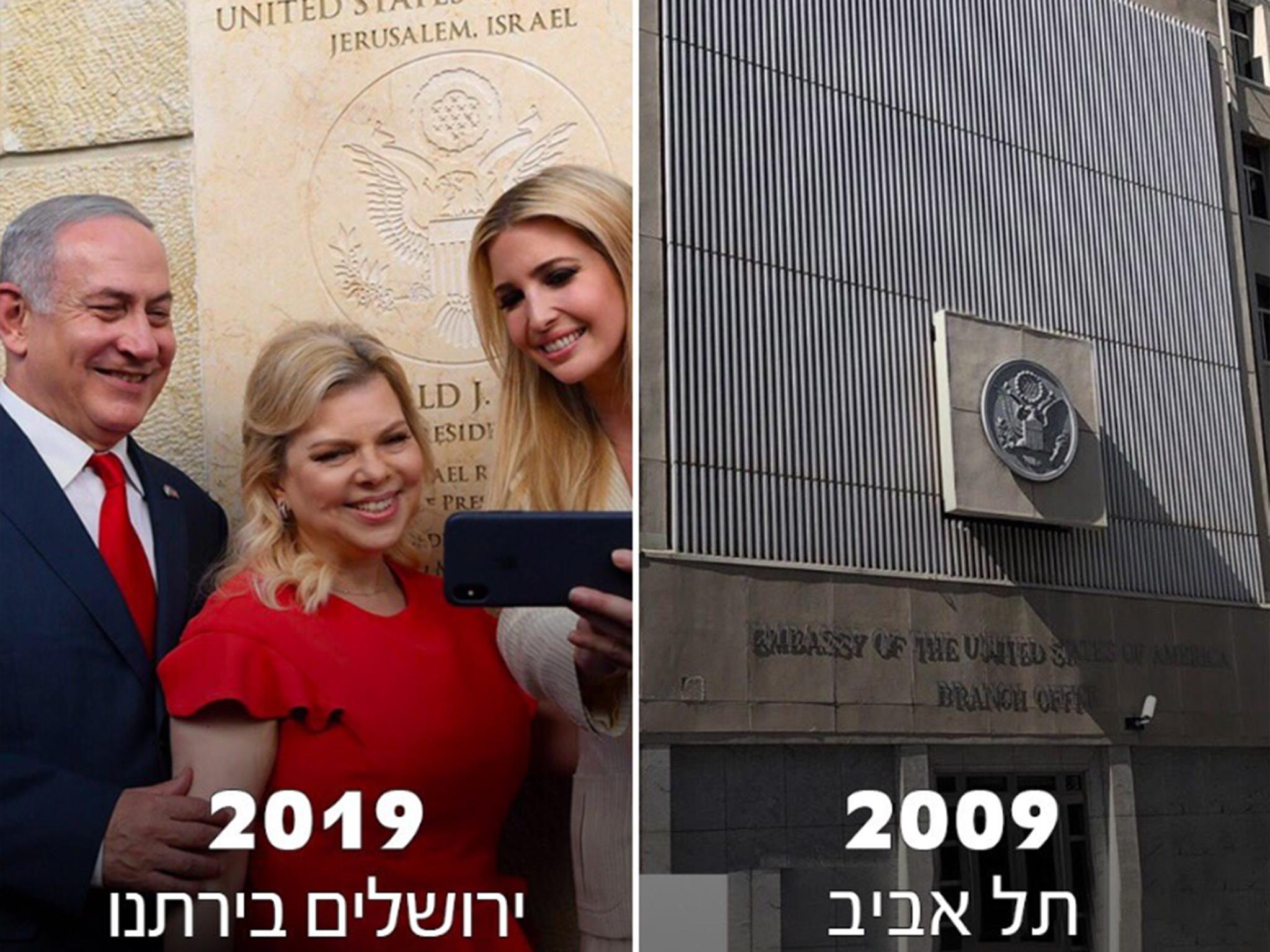 Netanyahu joined in the '10 year challenge' with two Twitter pictures which caused some controversy