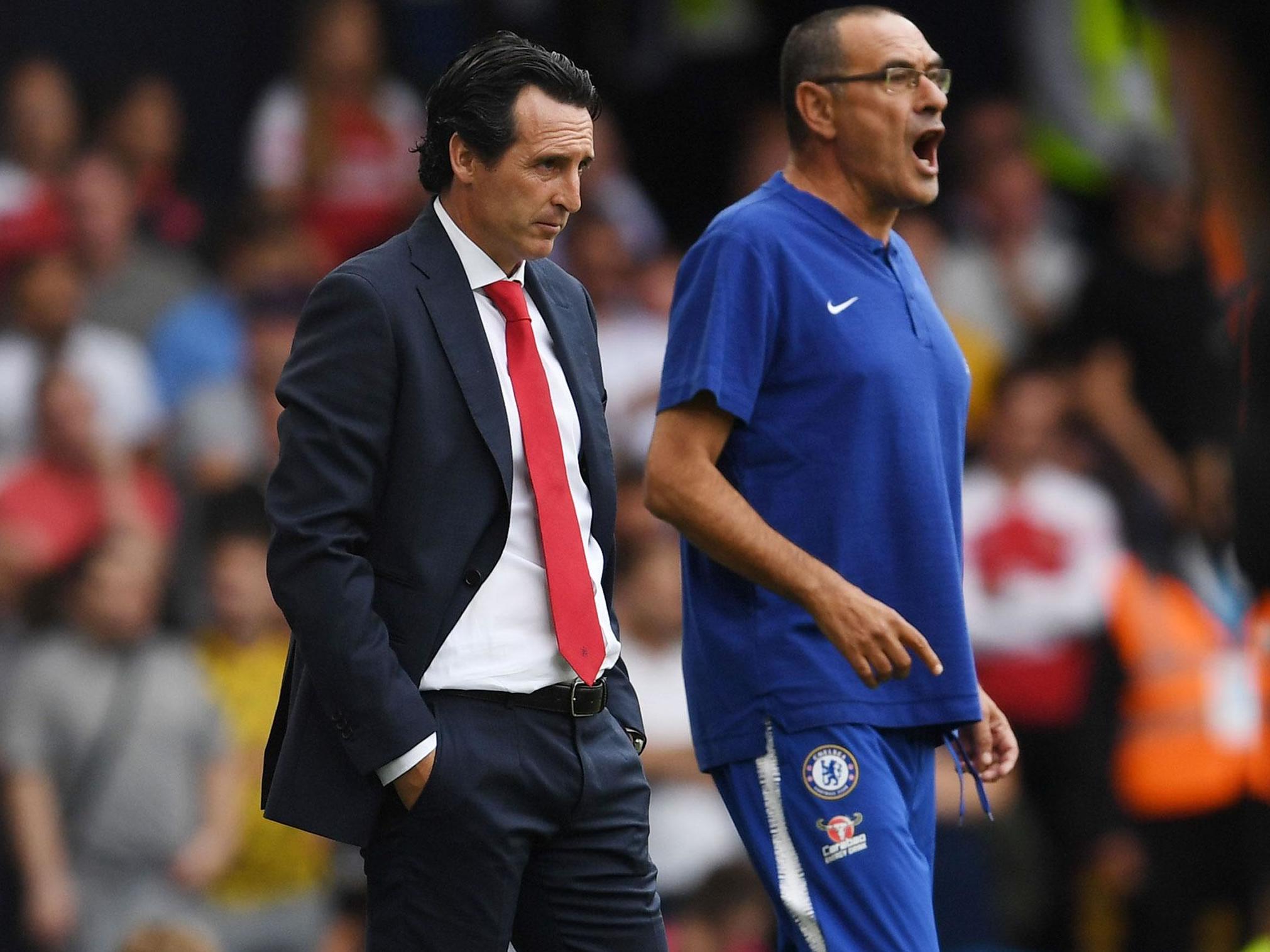 Unai Emery (left) and Maurizio Sarri (right) are under pressure to kick-start their revolutions at Arsenal and Chelsea