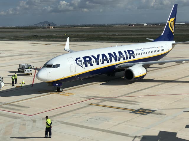 Day one: a Ryanair plane from Stansted arrives at Murcia International on the first day of operations at the Spanish airport