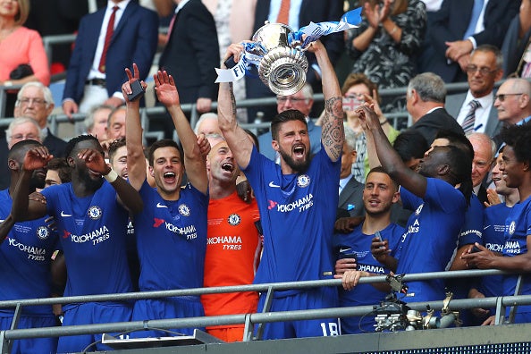 Olivier Giroud won the FA Cup with Chelsea in his first season at Stamford Bridge