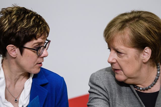 Annegret Kramp-Karrenbauer and Angela Merkel