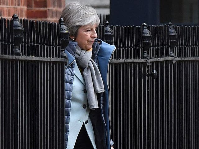 Theresa May leaves 10 Downing Street on 18 January following a bruising week