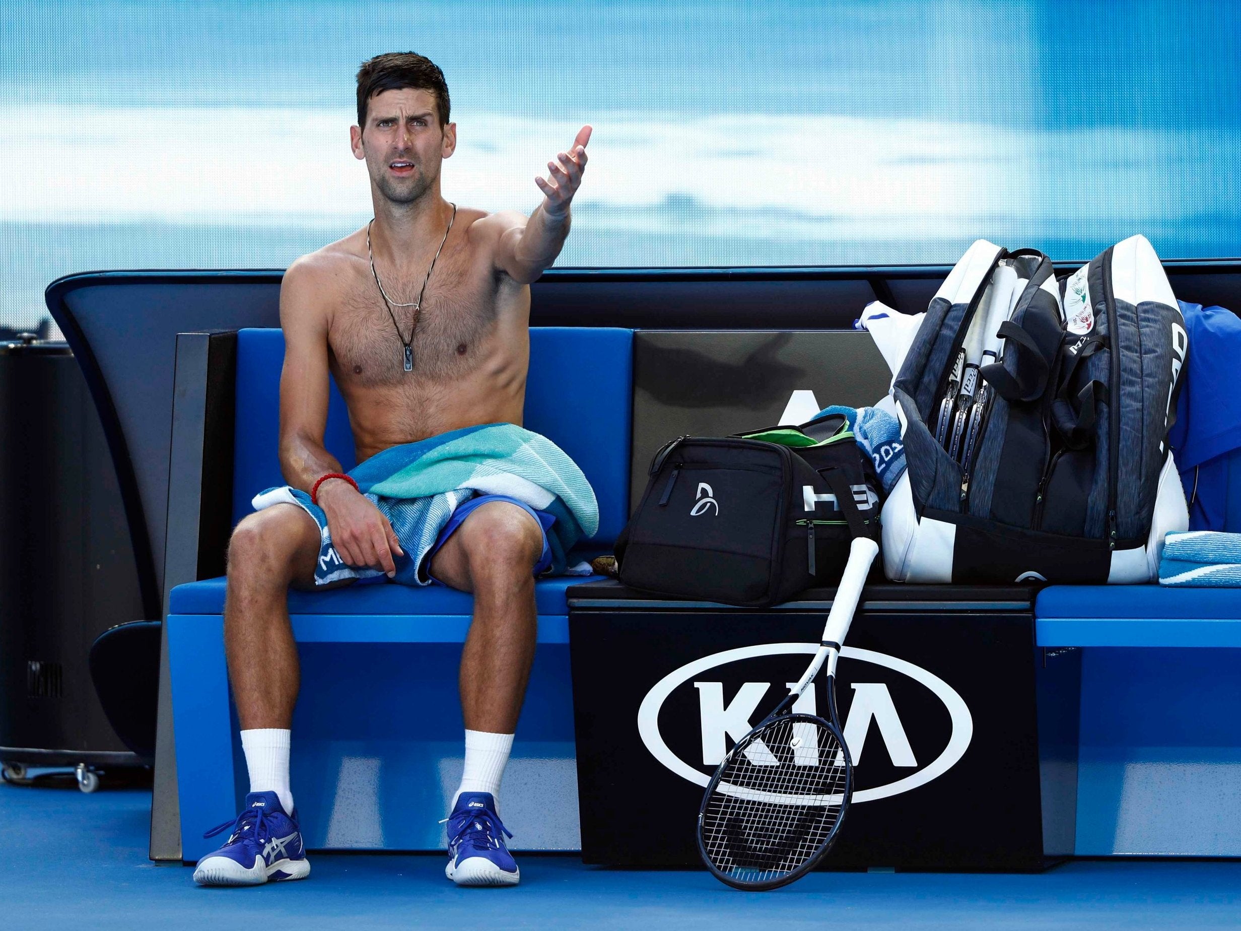 Novak Djokovic was unhappy with the arena lights being turned on earlier than usual