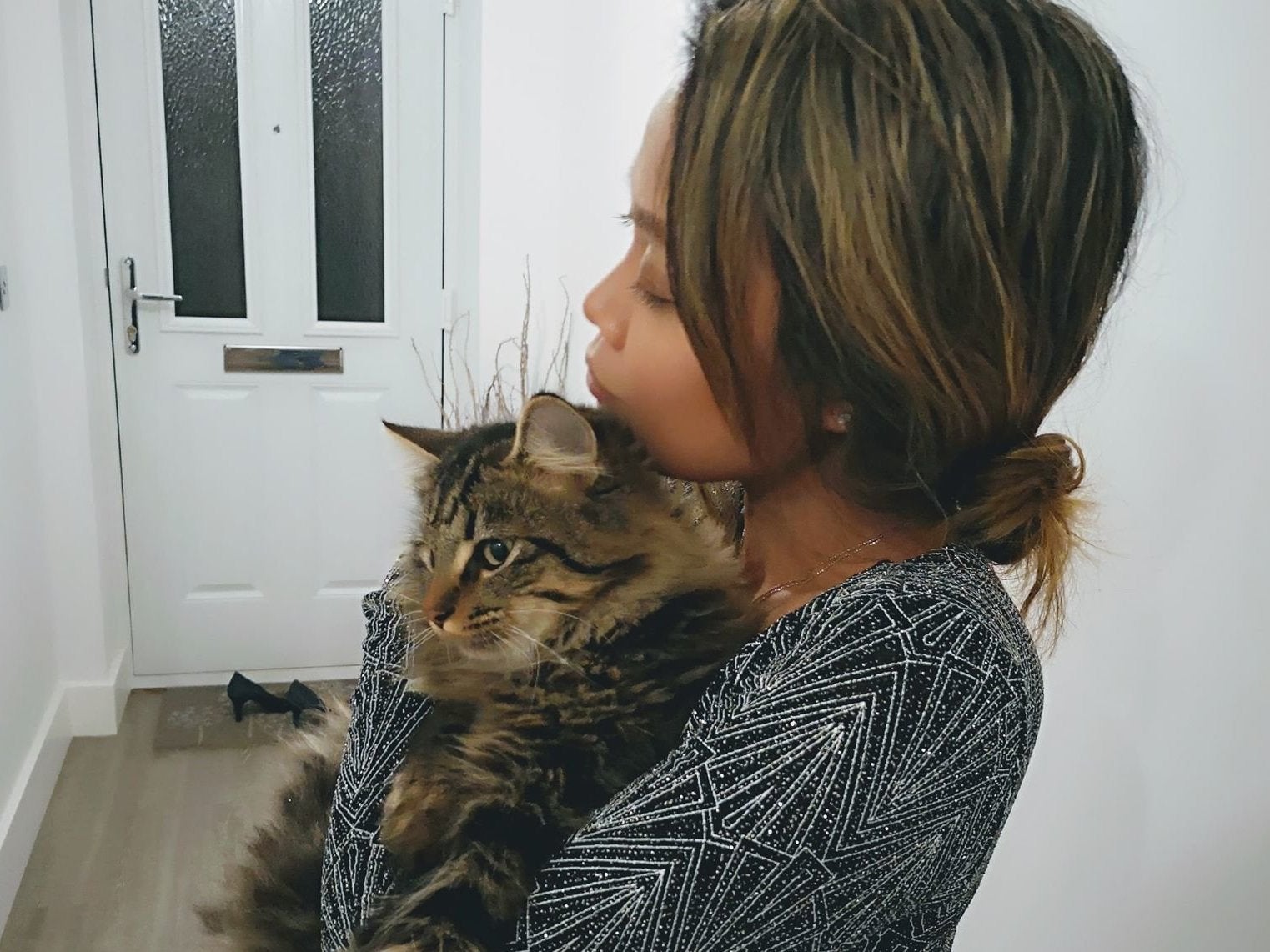 &#13;
Maria Parry with Harry the cat &#13;