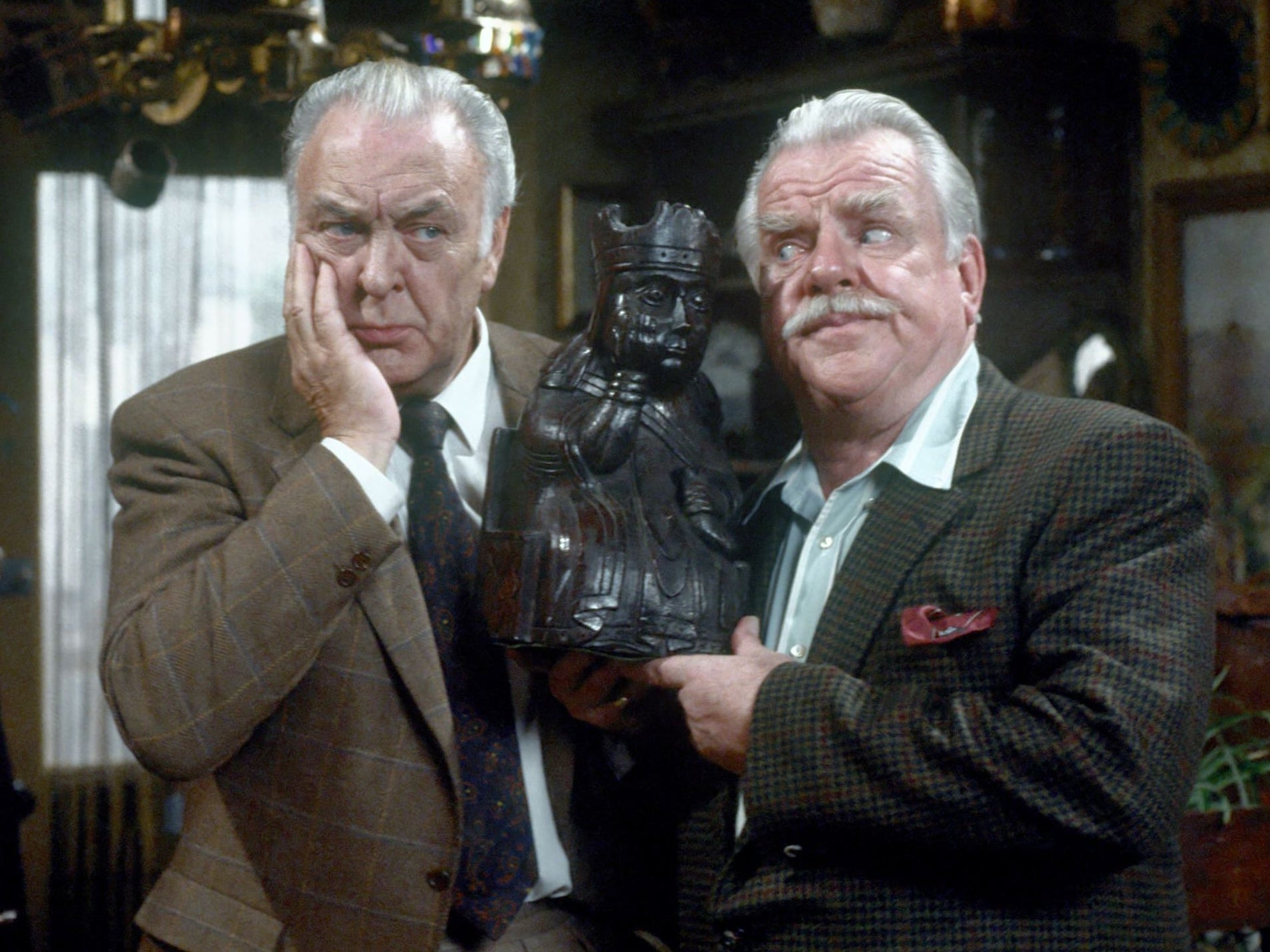 With co-star Donald Sinden in ITV’s ‘Never The Twain’