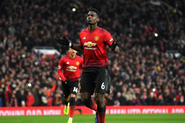 Paul Pogba celebrates putting Man United ahead