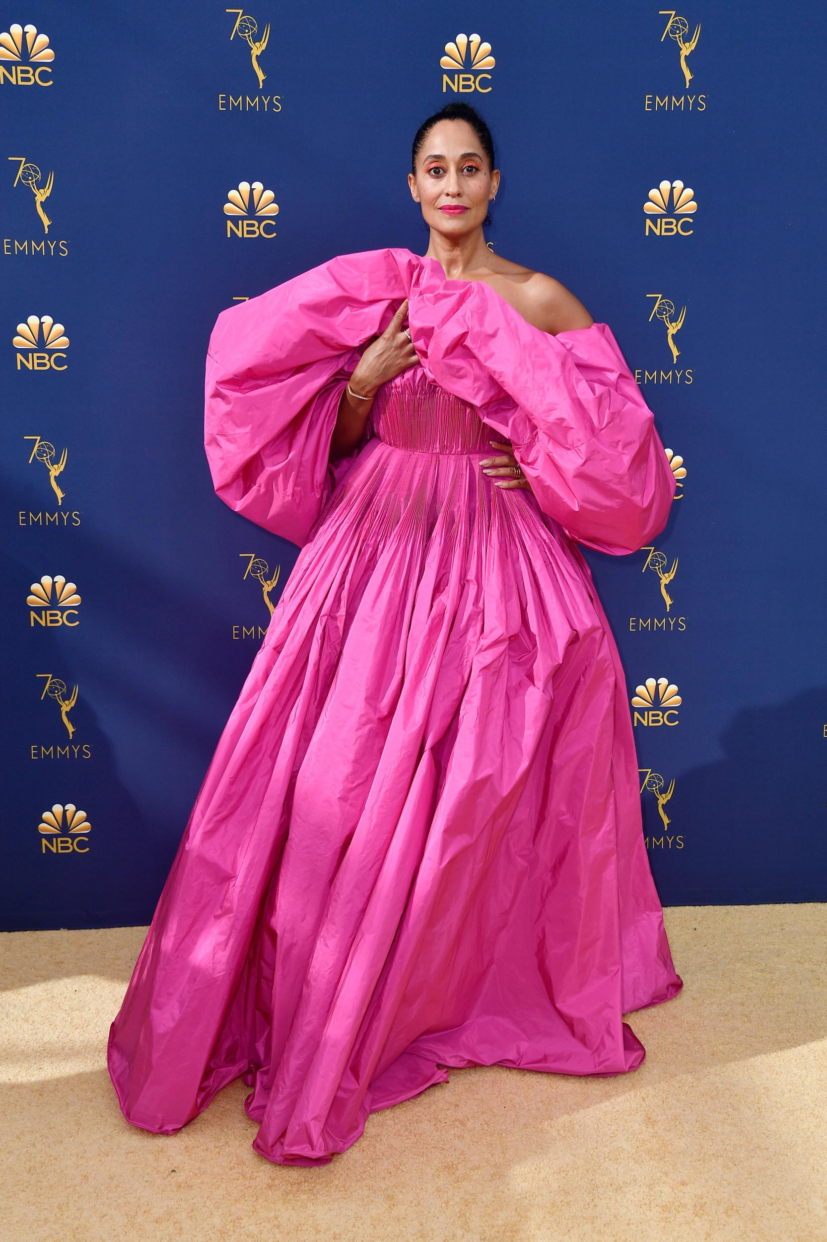 Tracee Ellis Ross attends the 70th Emmy Awards in Valentino Haute Couture