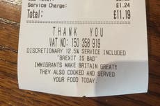 Restaurant owner won’t remove anti-Brexit message on receipts