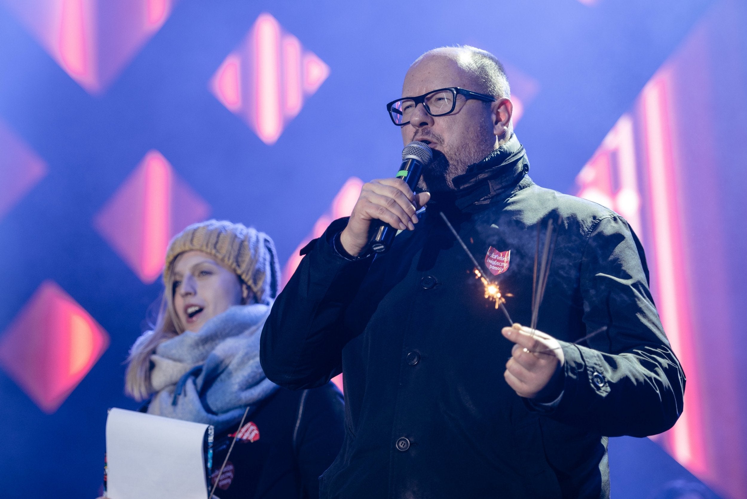 On stage in Gdansk shortly before the attack on 13 January