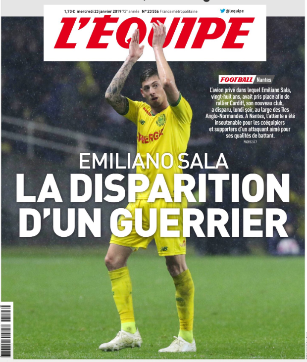 L'Equipe's front page on Wednesday morning (L'Equipe)