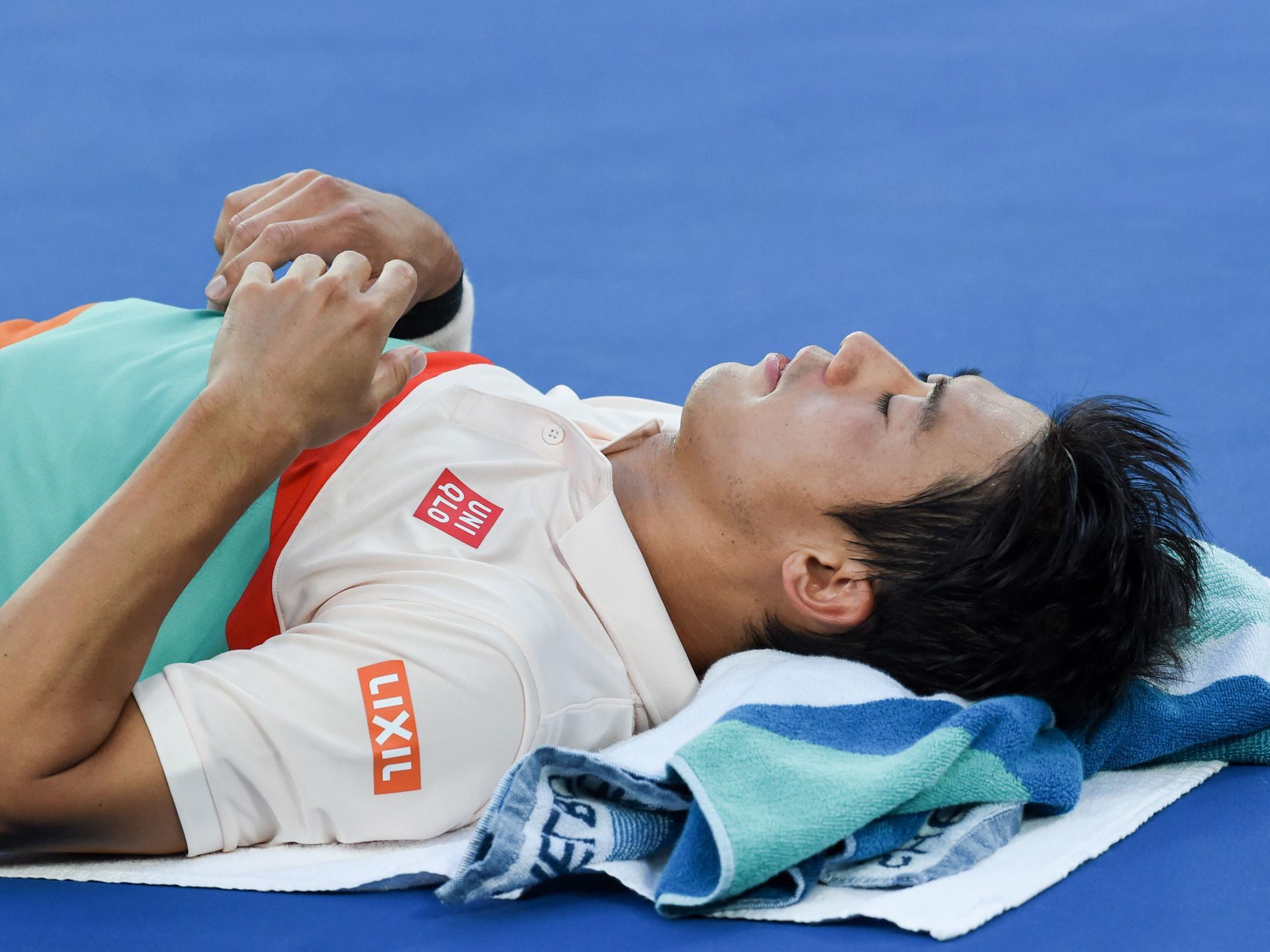 Kei Nishikori was forced to retire hurt during the second set