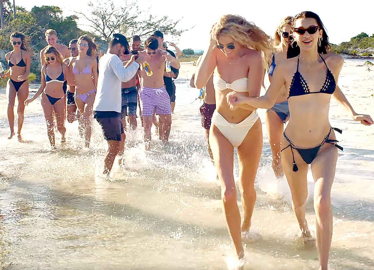 Models pose in an advertisement for Fyre Festival
