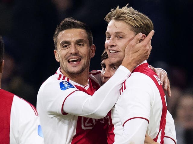 Ajax's Frenkie de Jong celebrates