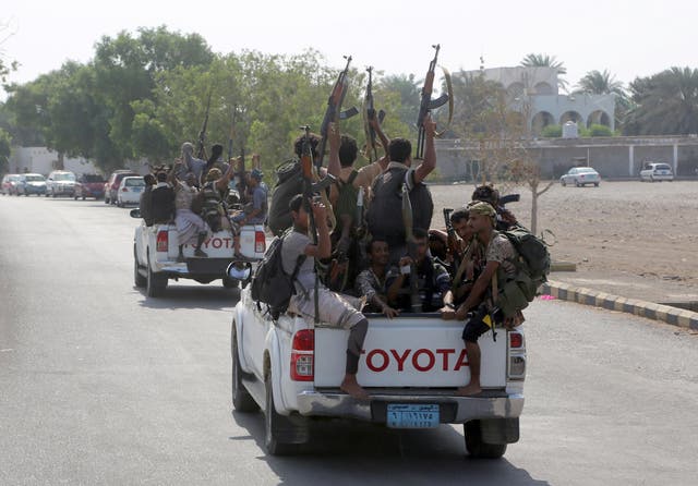 Yemeni Shia Houthi rebel fighters in Hodeidah last month