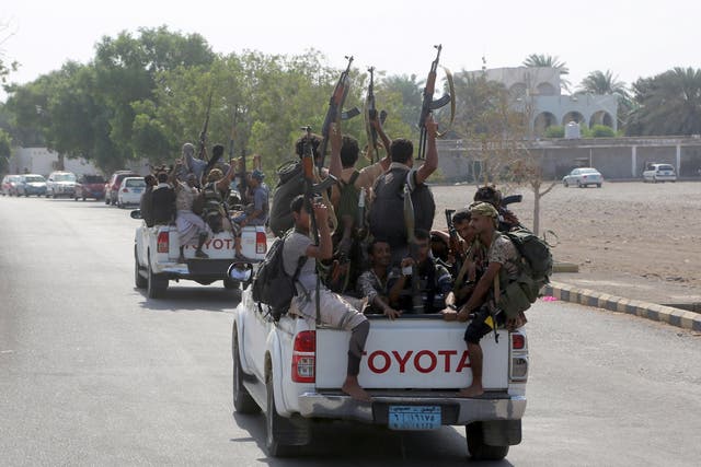 Yemeni Shia Houthi rebel fighters in Hodeidah last month