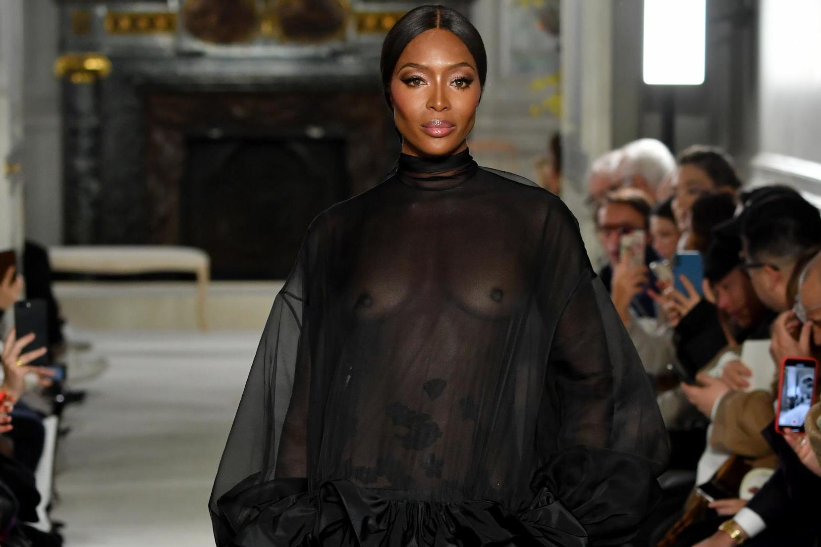 Naomi Campbell walked the Valentino Couture runway in Paris