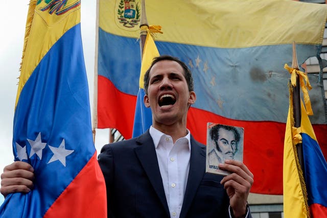 Venezuela's National Assembly head Juan Guaido declares himself the country's "acting president" during a mass opposition rally against leader Nicolas Maduro