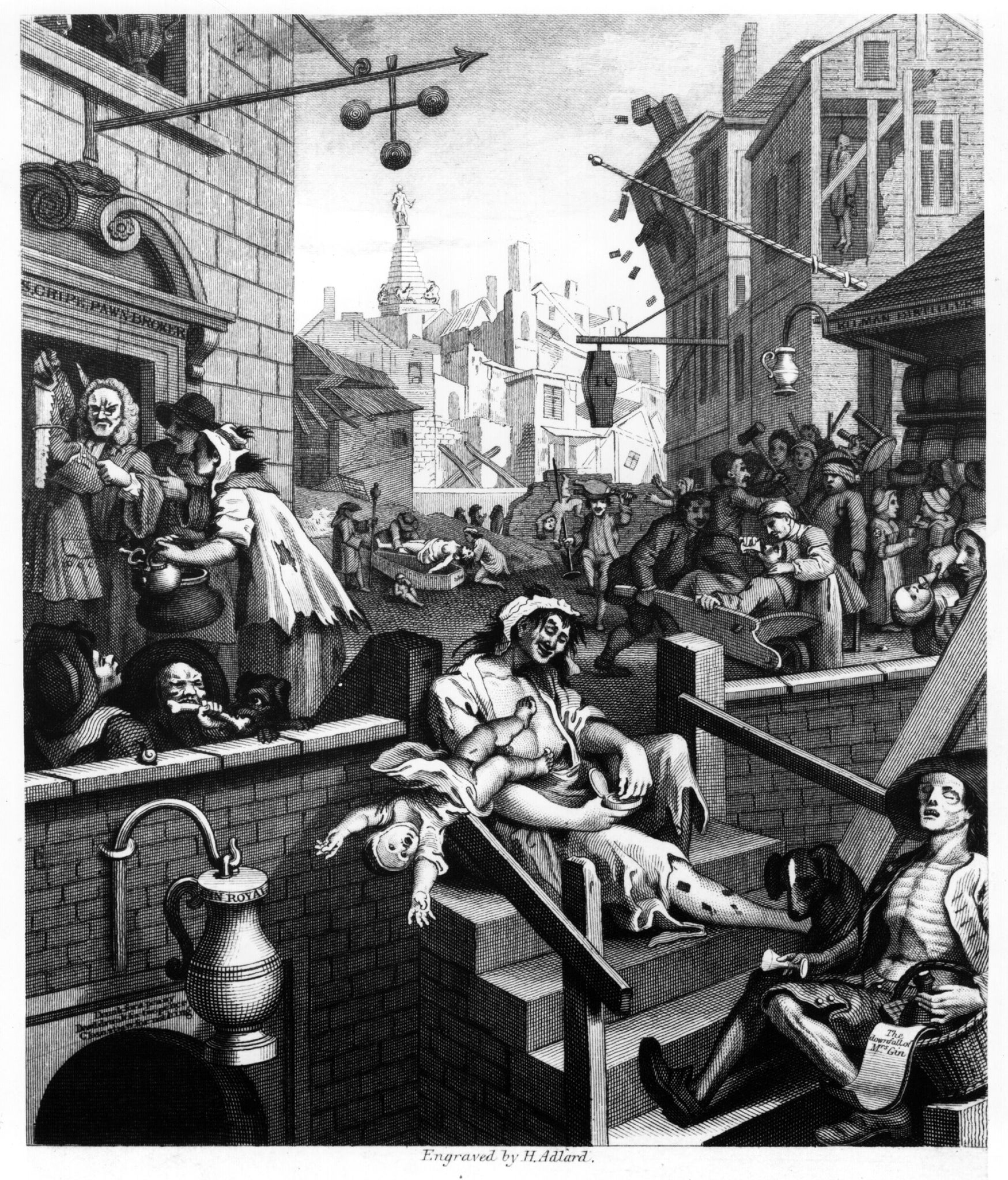 Gin’s poor reputation was often characterised in the 18th century