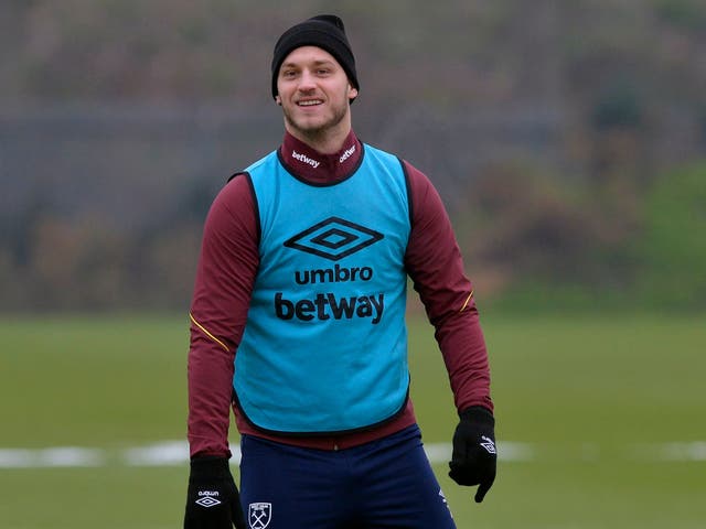 Marko Arnautovic of West Ham United smiles during training
