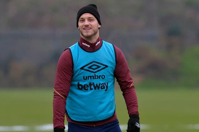 Marko Arnautovic of West Ham United smiles during training
