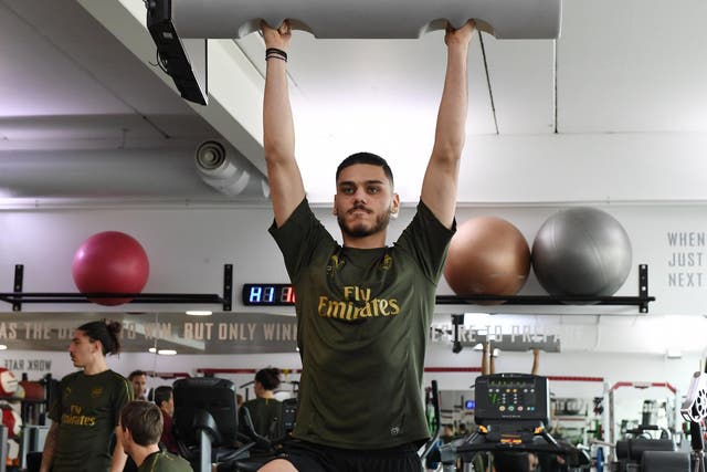 The 21-year-old defender Konstantinos Mavropanos in training